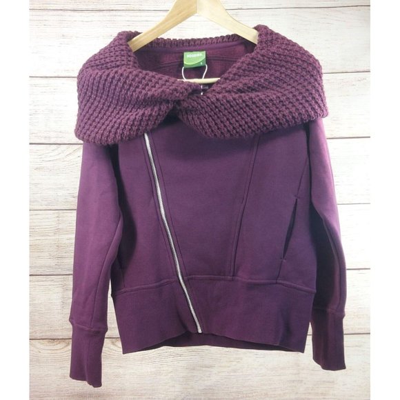 Women Warm Inclined Zipper Sweatshirt Hoodie High Neck Pocketed Jacket Outwear S - Picture 3 of 12